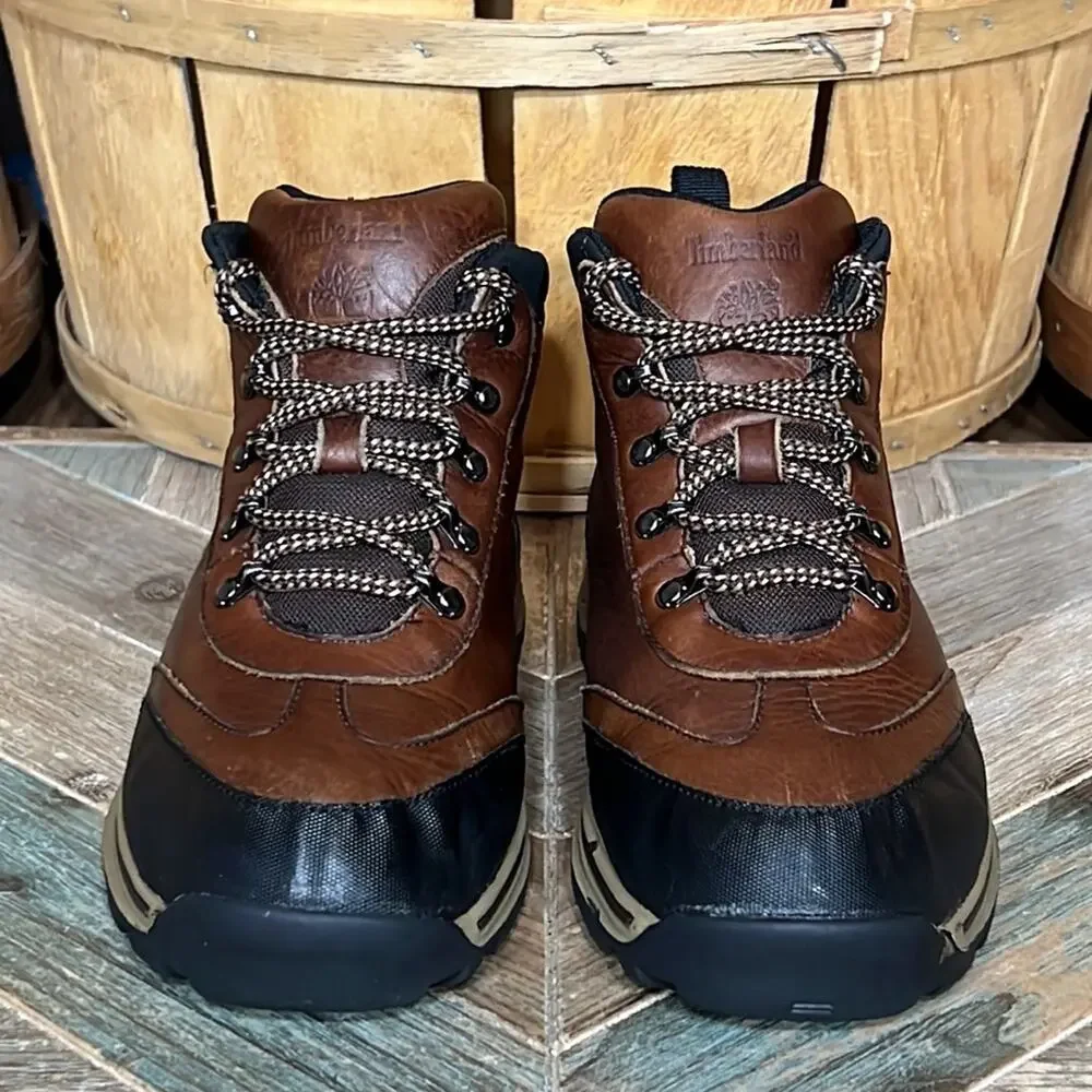 Timberland Backroads Brown Leather Waterproof Lace-Up Hiking Boots Youth 5.5